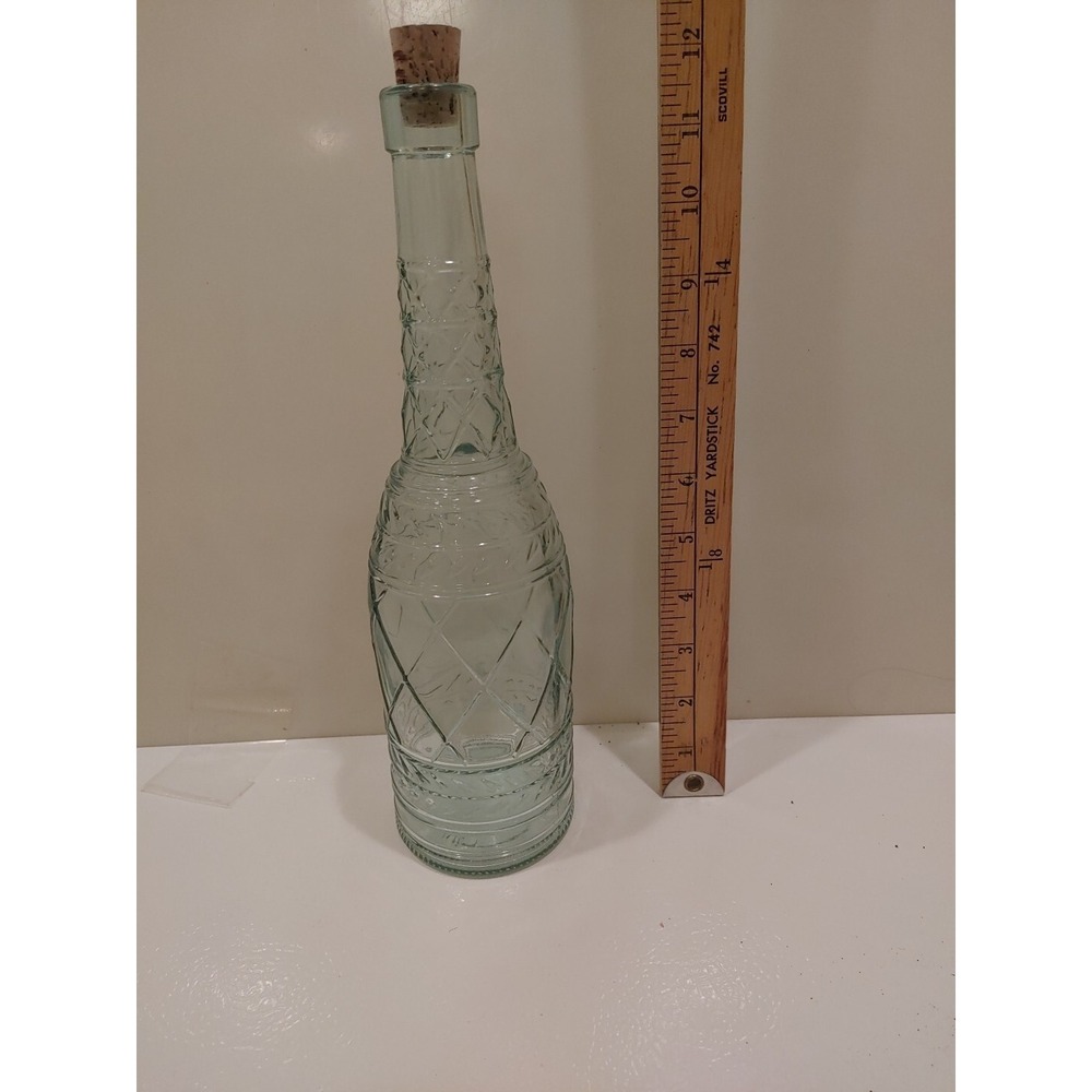 Green Glass Wine Decanter Bottle 11" Made In‎ Canada